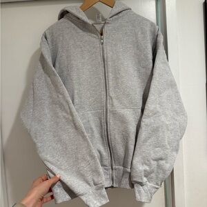 NEW Los Angeles Apparel Light Gray Zip-Up Fleece
